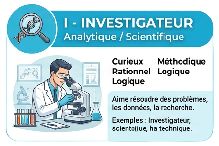 Profil investigateur test RIASEC : reconversion professionnelle vers les métiers de recherche et d'analyse